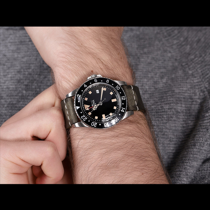 Davosa Vintage Diver Quartz Black