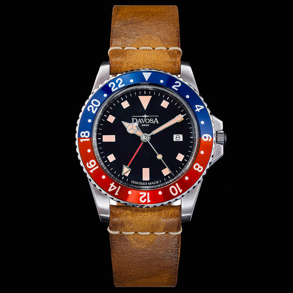 Davosa Vintage Diver Quartz Blue/Red