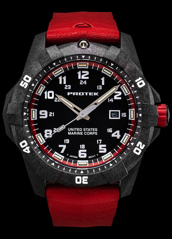 Protek USMC Carbon Black Red Watch