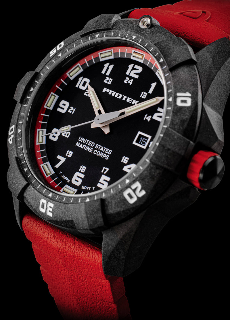 Protek USMC Carbon Black Red Watch