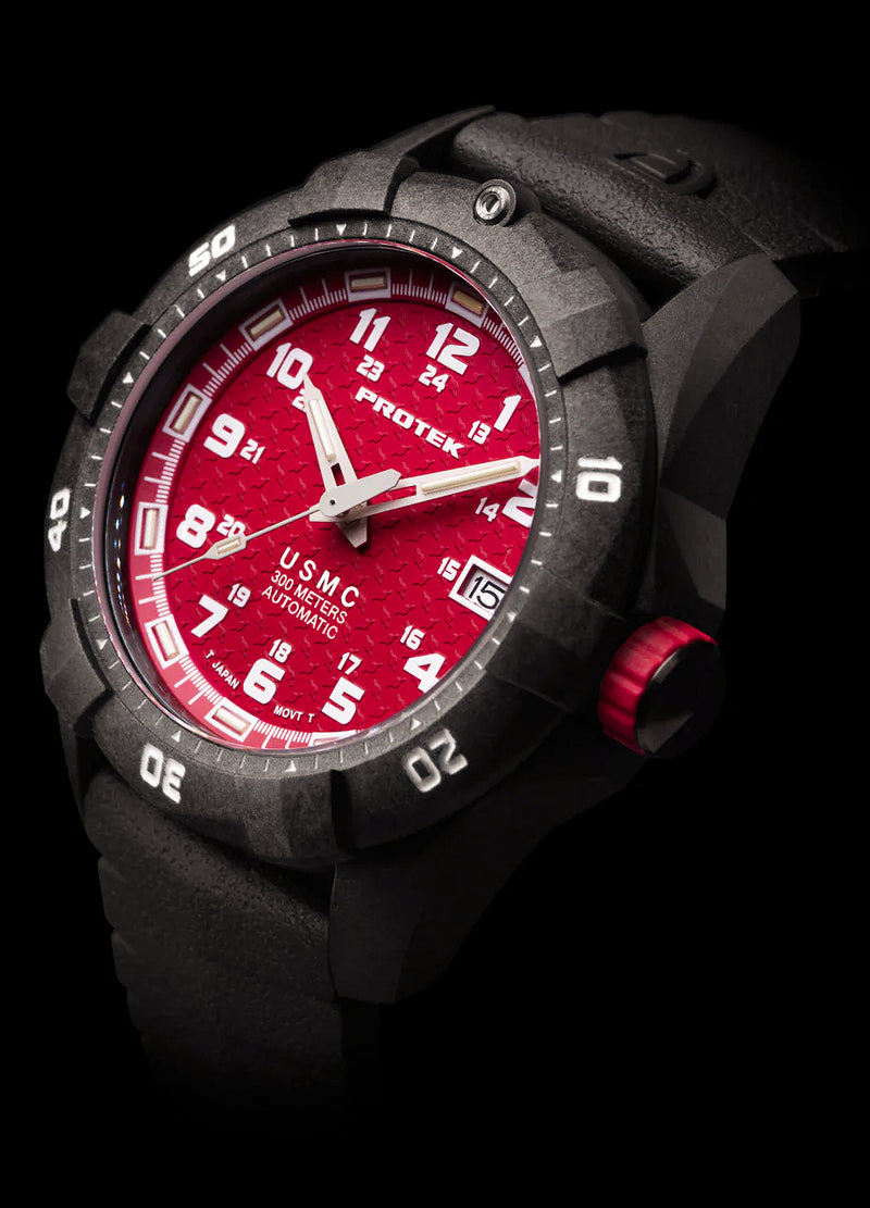 Protek USMC Carbon Dive Carbon Automatic Red