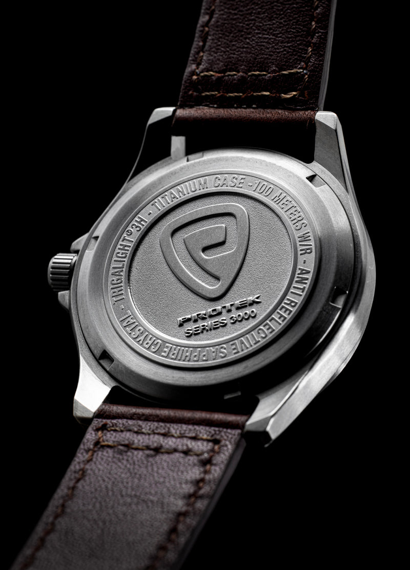 Protek Field Black Dial Tan Leather Watch