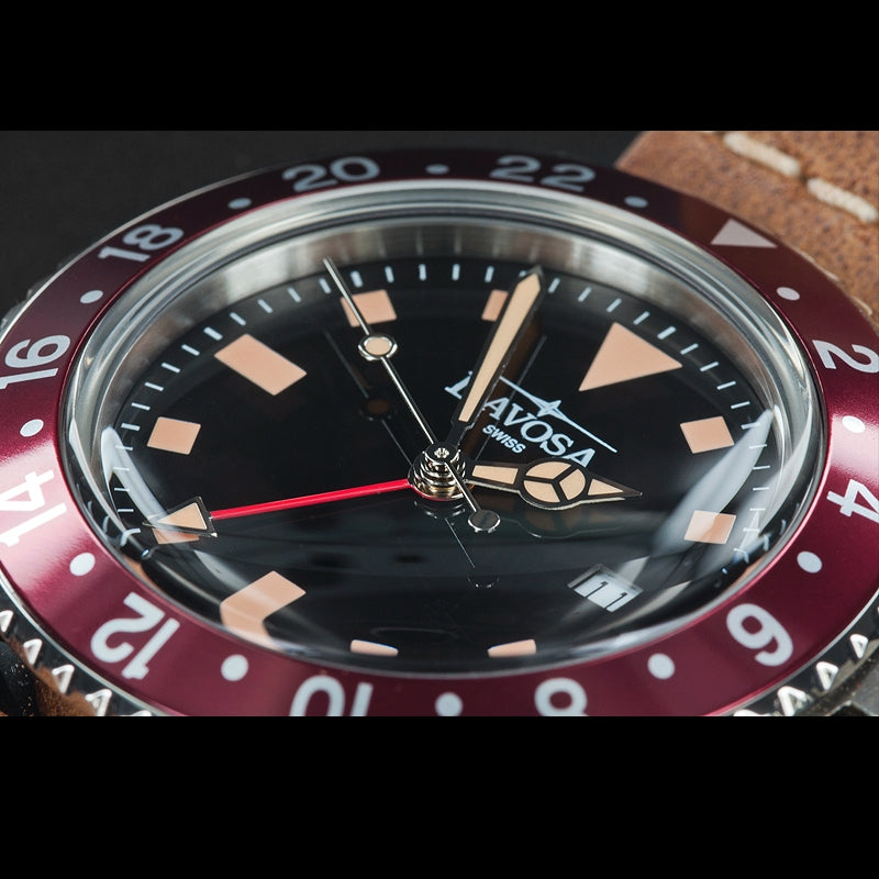 Davosa Vintage Diver Quartz Burgundy