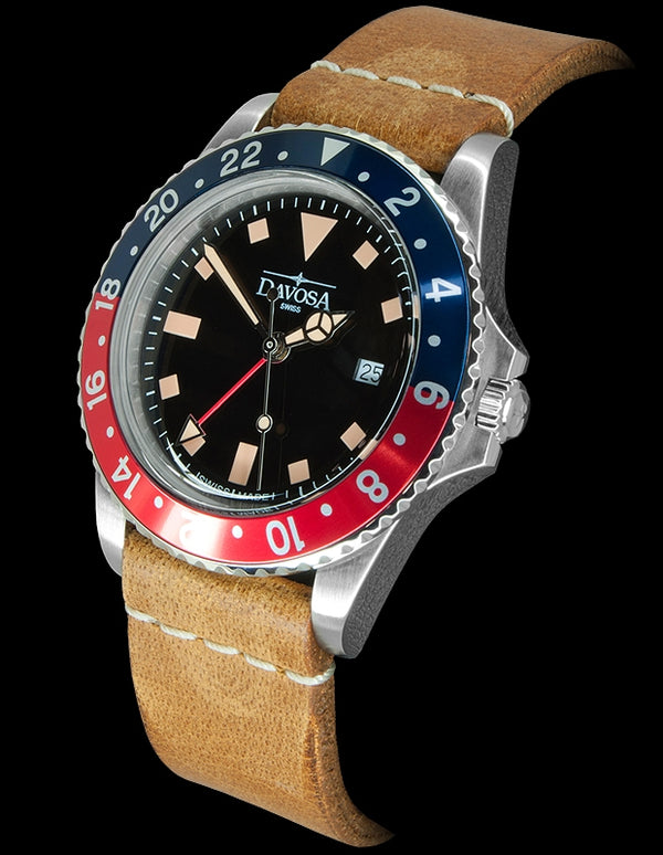 Davosa Vintage Diver Quartz Blue/Red